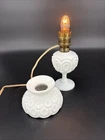 Vtg LG Wright Moon & Star Milk Glass Miniature Mini Lamp Electric From Oil  READ