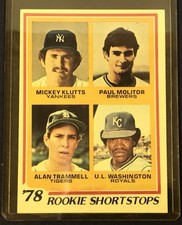 Paul Moliter Alan Trammell Brewers Tigers 1978 Rookie Shortstops Baseball Card M. rookie card picture