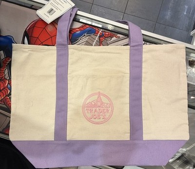 Trader Joe s Canvas Limited Release Tote Shopping Bag LARGE Lavender - NWT