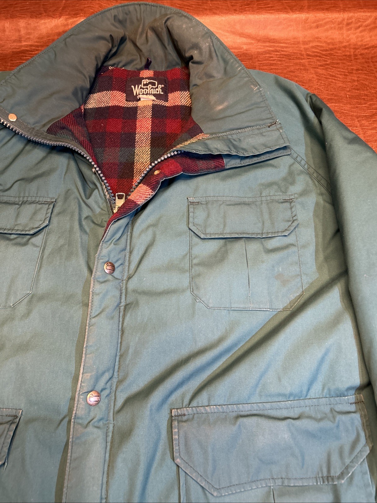 Women’s Vintage Rare Woolrich Barn Chore Coat Wool BLANKET Lined SZ XL image 9