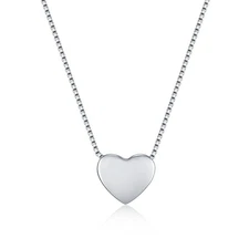 Tiny Minimalism Floating Dainty Small Heart Necklace 17.5" Box Chian
