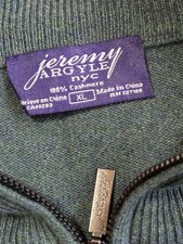Jeremy Argyle Luxury Cashmere Green 1/4 Zip M...