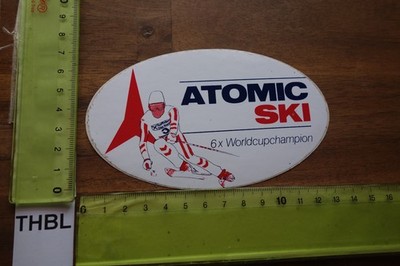 Alter Aufkleber Wintersport Skigebiet Skier Skibindung ATOMIC Worldcupchampion