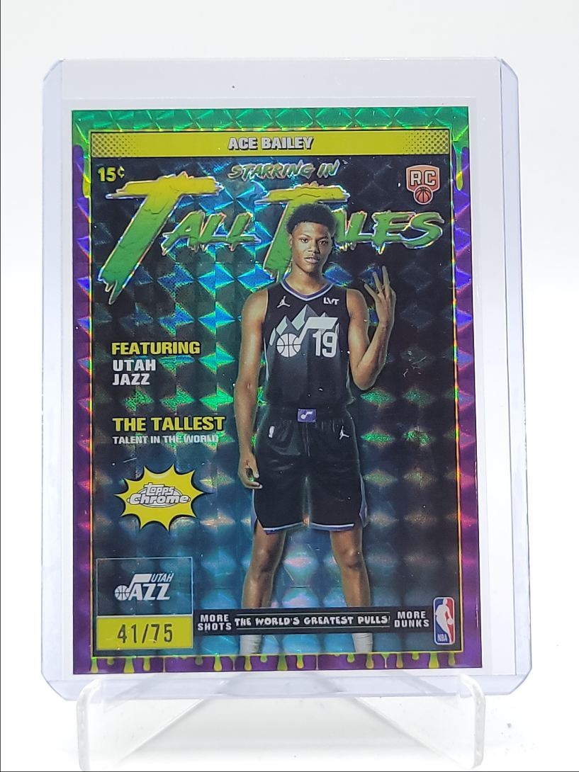 ACE BAILEY 2025-26 TOPPS CHROME TALL TALES ROOKIE PURPLE GEO RC /75 Q3967