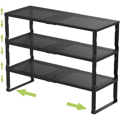 Expandable Adjustable Stackable Kitchen Organizer, Spice Rack,Metal Pantry St...