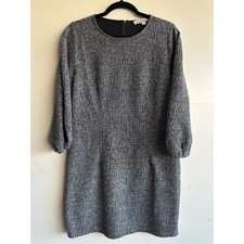 LOFT Size 8 Tweed Bouclé Shift Dress Multicolor 3/4 Sleeve Workwear