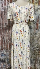 SHEIN XL  Floral Maxi Dress Ivory Multicolor Short Sleeve Lightweight