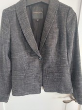 Classiques Entier Black/White Tweed Textured 1 Button Wool Blend Blazer Size 6