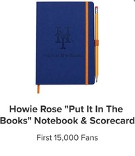 Mets Howie Rose "Put It In The Books" Notebook & Scorecard SGA 9/20 Ships 9/21