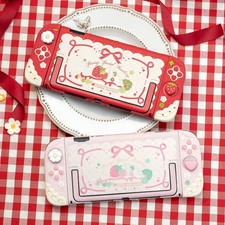 GeekShare Protective Case for Switch 2 2025 with Thumb Grips Spring Strawberry