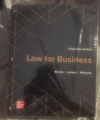 Law for Business 15th McGraw Hill Loose Leaf Textbook W Connect BRAND NEW