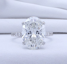 6.80 Ct IGI Oval  Round Diamond Hidden Halo Engagement Ring 14K WG Lab Grown