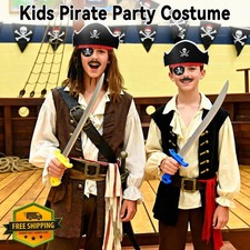 Halatool 18Pcs Pirate Accessories Set Kids Hats Eye Patches Mustaches