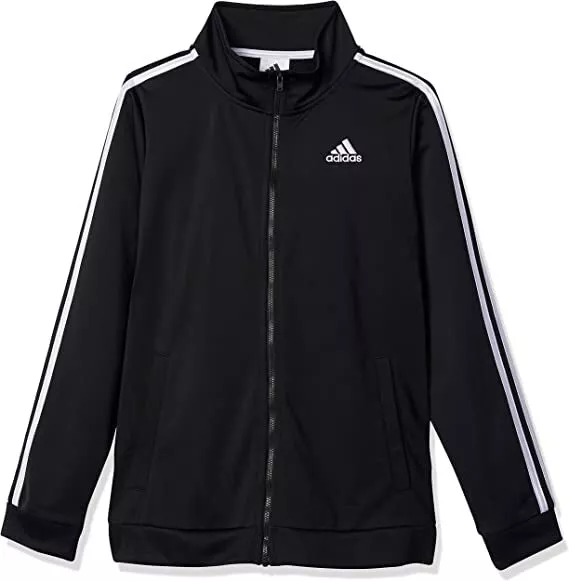 adidas boys Zip Front Iconic Tricot Jacket Jet Black Large US 14 16