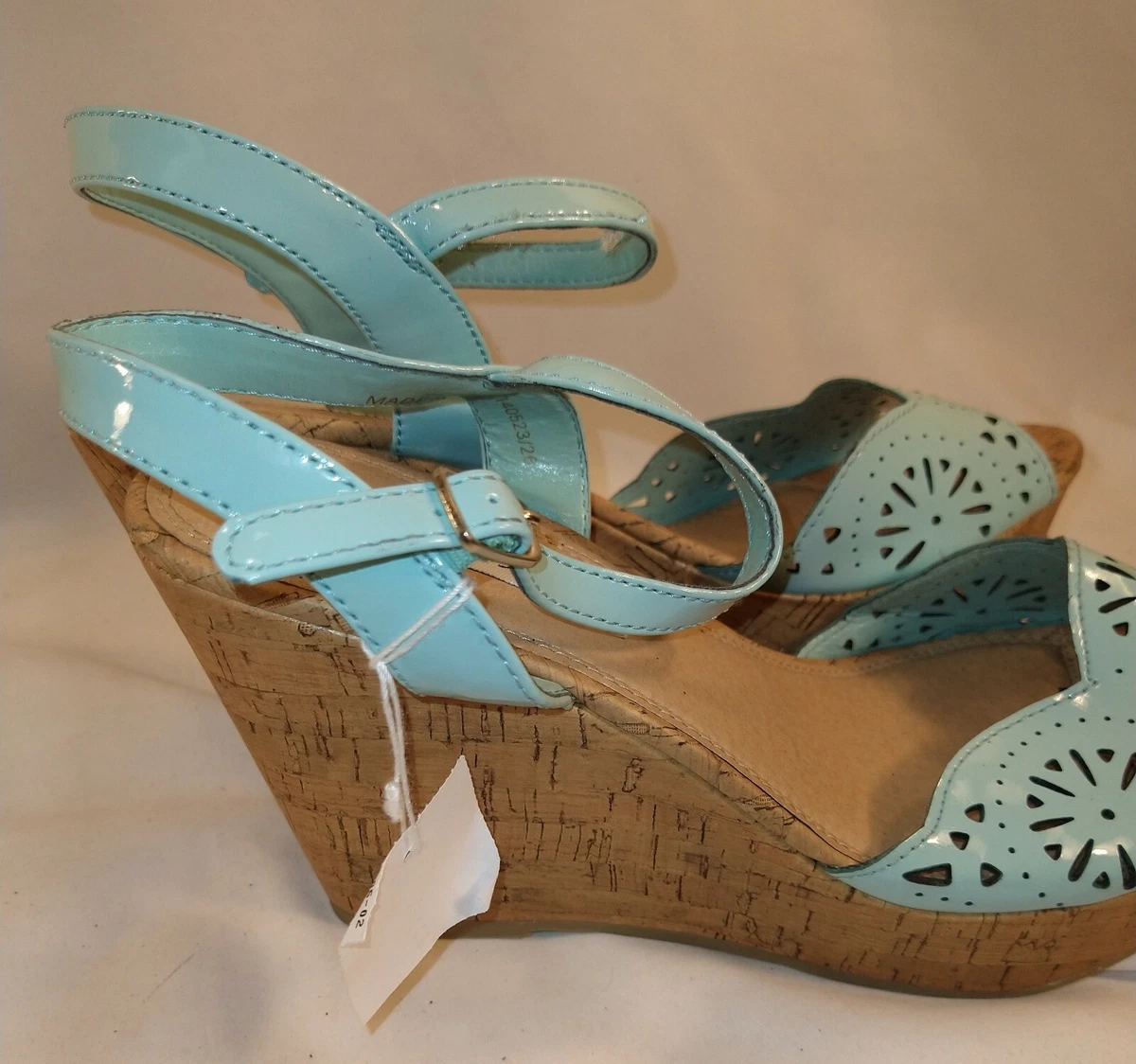 Powder blue cheap wedge sandals