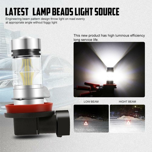 IRONWALLS 6000K White H11 H8 H16JP Fog Light LED 100W Driving Projector DRL Bulb - Picture 2 of 12