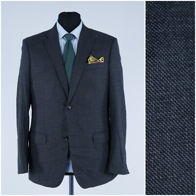 Mens Dark Grey Sport Coat 40R US Size DRESSMANN Wool Blazer Jacket