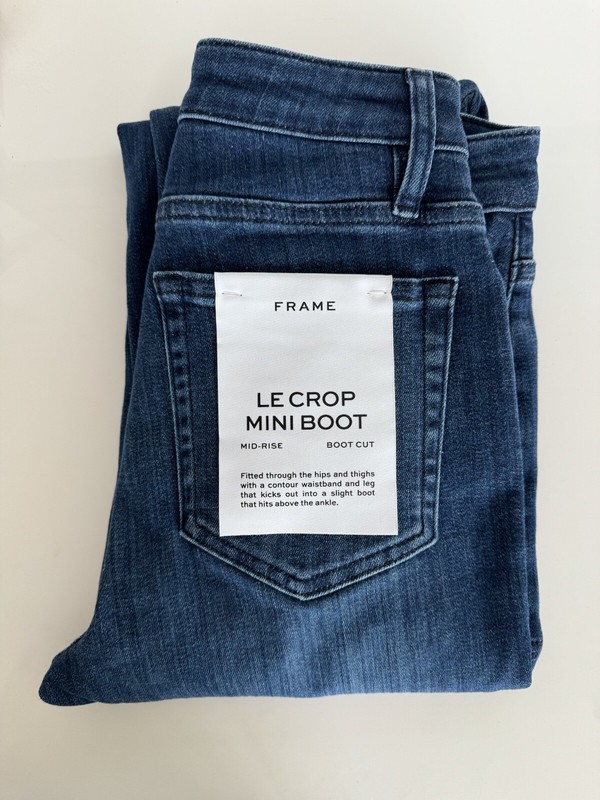 $248 New FRAME Le Crop Mini Boot Jeans Dark Blue Mid-Rise 27 NWT