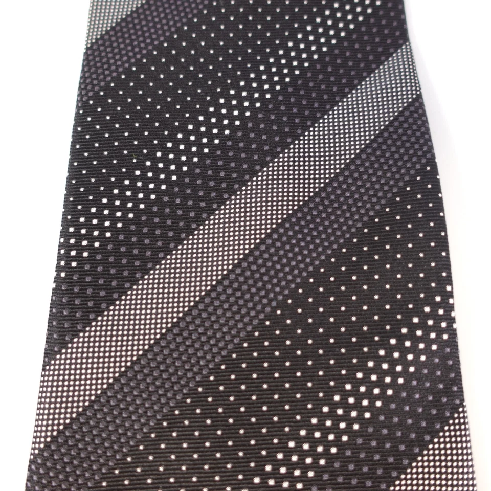 Corbata de cuello de diseñador para hombre GUESS negra texturizada micro puntos rayas traje corpcore JAPÓN Foto 4 de 4