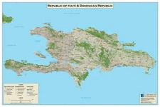16" x 24" 1978 Map Of Haiti & Dominican Republic Geography