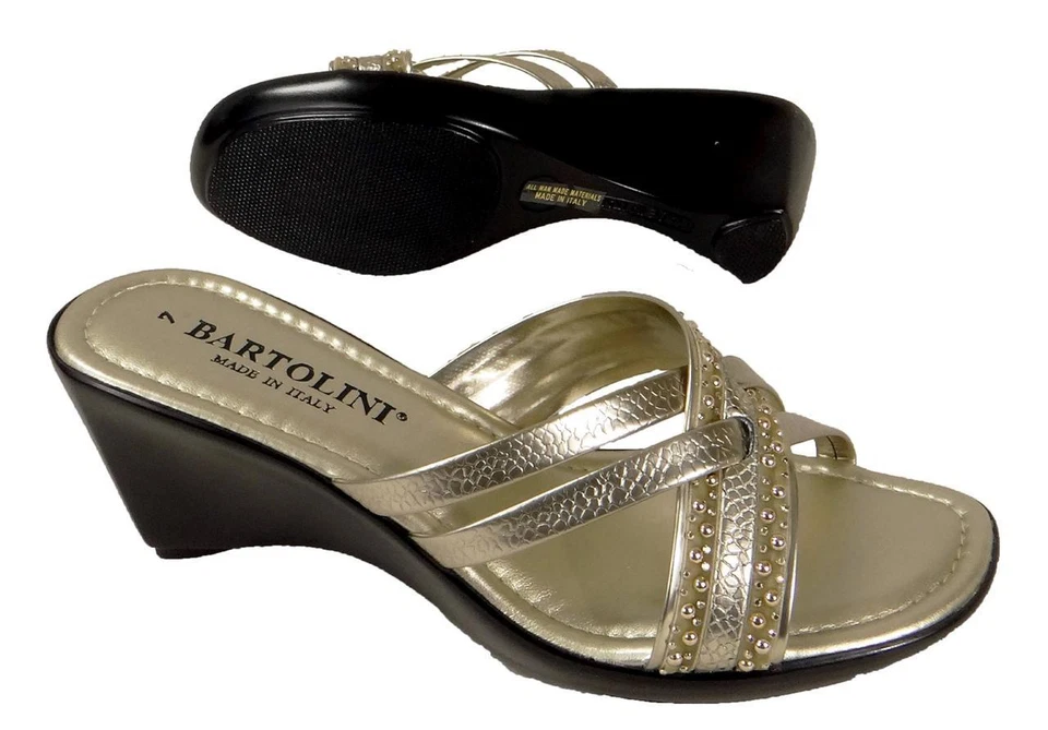 Nuevas Sandalias Para Mujer Bartolini Medianas Sin Cordones con Tiras Cuentas Zapatos Informales Roma-5 Foto 3 de 4