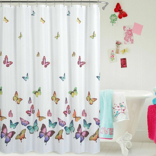 Butterfly Shower Curtain Modern Bathroom Curtains Polyester Fabric with Hook - Picture 4 of 7