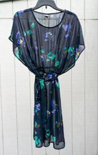 Mossimo Floral Beach Coverup Dress M Purple Green