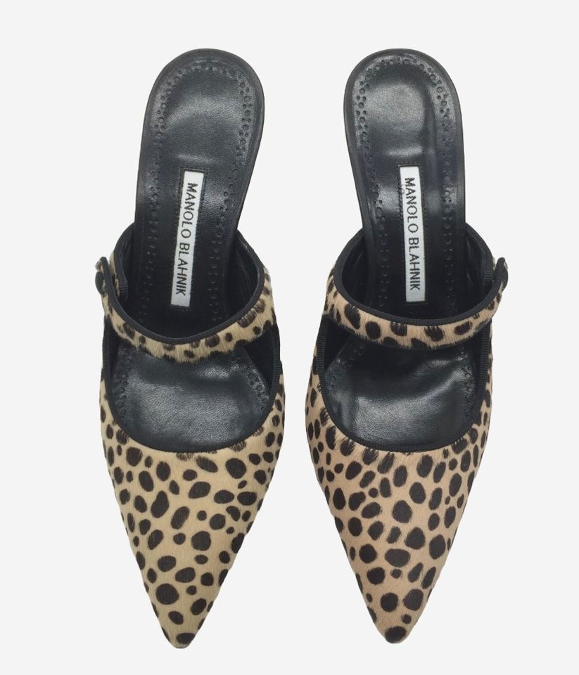 Escarpins Manolo Blahnik BB 105 En Poil De Veau Léopard Beige - Pointure 41.5, Neuf Avec Boîte