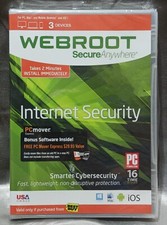 Webroot Secure Anywhere- Internet Security Software Factory Sealed 2015