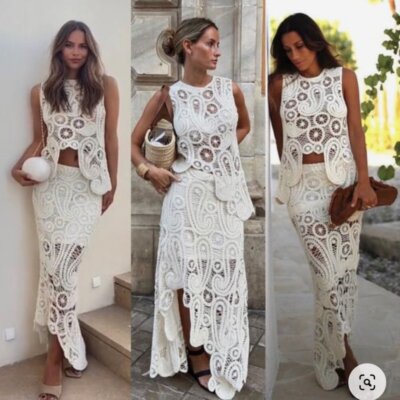 【PATBO】asymmetric crochet-knit maxi スカート FLOWER CROCHET SKIRT – PatBO