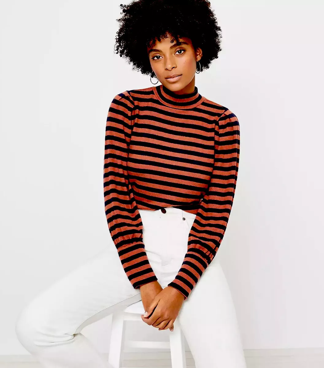 Striped top mock neck