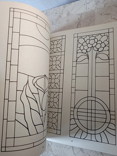 Stained Glass Pattern Book VTG 1976 Dover Ed Sibbett 88 Designs Coloring Art NOS - Picture 7 of 11