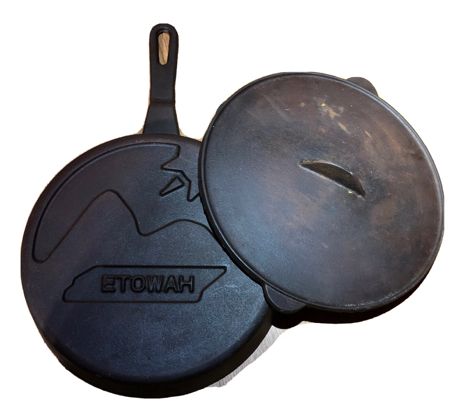 Etowah Tennessee Vols U/T Cast Iron Skillet w/matching Lid