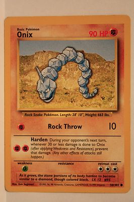 Onix Pokemon Card Base Set 56 102 Rare Ebay