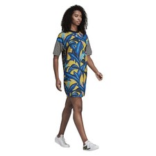 Adidas Originals X Farm Rio Tropical Palm Leaf Print Shirt Dress Womens UK 8