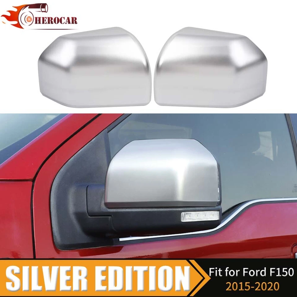 🌟 For 2015 2016 2017 2018 2019 2020 Ford F150 Mirror COVERS Skull Caps SILVER Foto 2 de 4