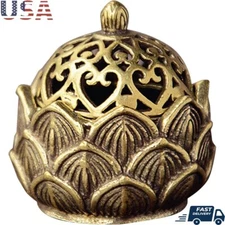 Gold Lotus Incense Burner Flower Holder Cone Stand Home Fragrance Decor New