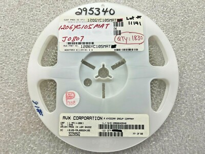 (1,830 PIECE REEL) 1206YC105MAT2A, AVX CERAMIC CAPACITOR 1UF, 16V, X7R, 20% 1206