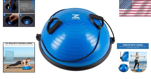 Portable Balance Ball Trainer with Fitness Resistance Bands & Quick Inflate Pump - Picture 2 of 9