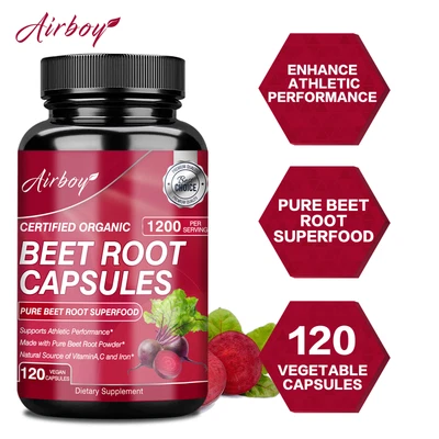 AIRBOY Organic Beet Root Capsules - Blood Pressure Support, Blood Circulation