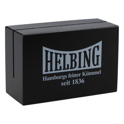 Helbing Kümmel Schnaps Kartenhalter Tischaufsteller schwarz eckig