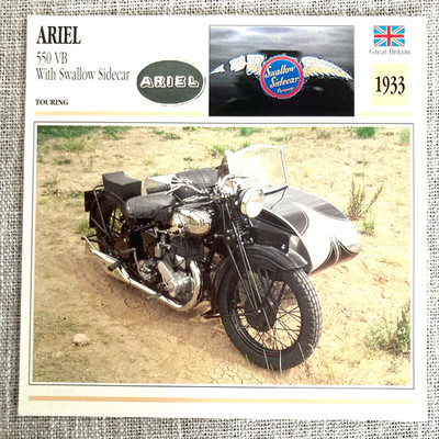 Ariel 550 VB Swallow Sidecar 1933 Great Britain Edito Atlas Motorcycle Card