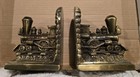 Set of Two Train Brass Locomotive Bookends — photo 3