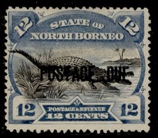 NORTH BORNEO QV SG D9, 12c black & ultramarine, UNUSED. Cat &pound;95.