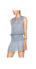 Ulla Johnson Women's Blue Silk Mosaic Print Mini Sleeveless Dress Size 2