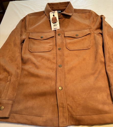 New Frye Men's Faux Suede Shirt Jackets Toffee Small