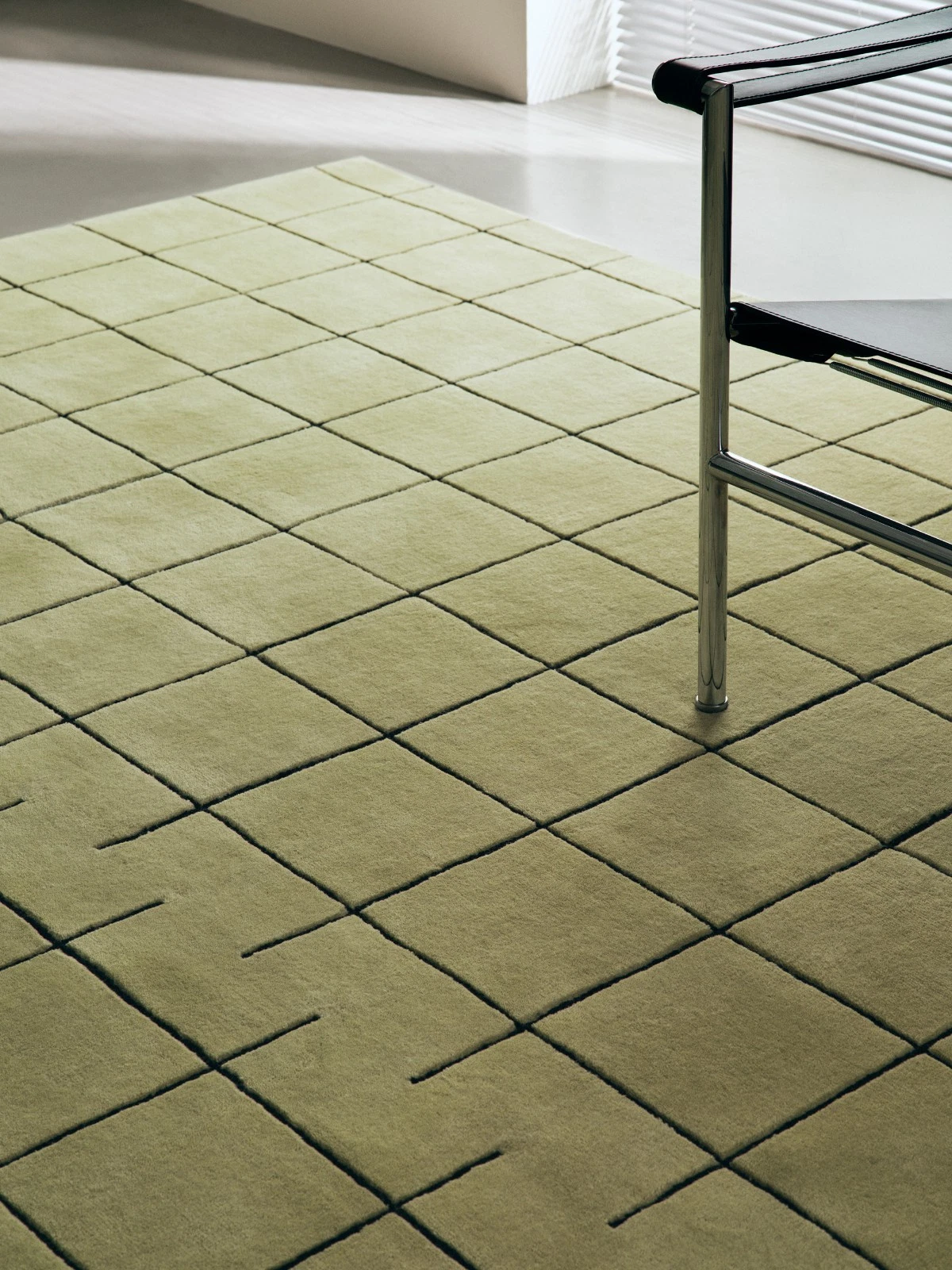Grid - Pistachio/Black Hand-tufted Carpet Nz Wool Area Rug Living Room bedroom