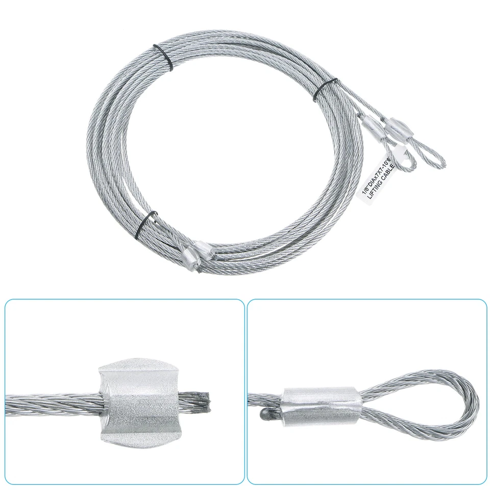 2 juegos de cable de resorte de torsión de 3 mm de diámetro para puerta de garaje de 10,6 pies y 3 metros Foto 3 de 4