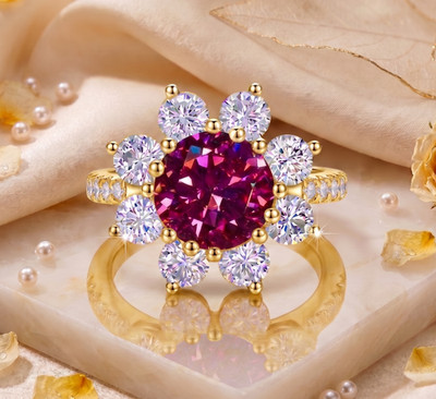 6.20 Ct Certified Round Cut Pink Natural Diamond Ring VVS1 Yellow Gold Finish