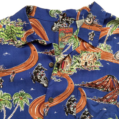 Vtg Hawaiian Shirt Pineapple Connection Mens XL Motorcycle Palm Beach Resort